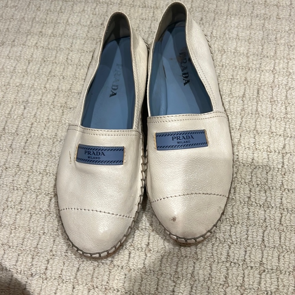 Prada espadrilles. So great for summer! Worn with two markings to front